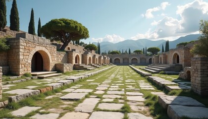 Canvas Print - Ancient stone ruins under a clear sky