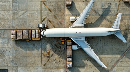 Poster - In the skies above, an air cargo plane is transporting containers across continents swiftly and efficiently to meet global delivery demands.