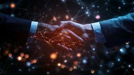 Poster - Global stock market graph bar chart globe network connection connections diagram background. Digital innovative technology internet communication agreement partnership. Generative stock.