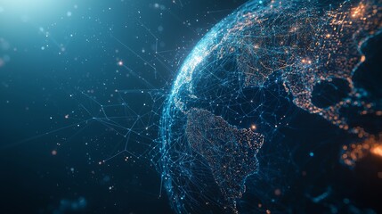 Aufkleber - Holographic world globe representing social media and life for business wallpaper background.