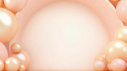 Wall Mural - Arch of peach fuzz color balloons. Birthday party, wedding or shower 3d background. Mockup, template for greetings or invitations.	
