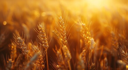 Golden Wheat Stalks Glowing in the Late Afternoon Sun