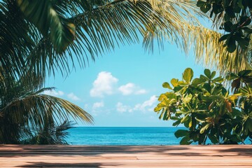 Summer Resort Beach Sea Relax Travel Vacation Palm Tropic Copy Space Banner Background Hotel , ai