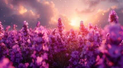 Wall Mural - Lavender Field at Sunset