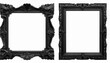© Melvin - Halloween set of antique baroque black wooden rectangular picture frames isolated on white background. Decorative spooky, mystery, horror frame design. cutout.