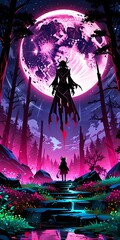 Wall Mural - A Shadowy Figure Above a Forest Clearing