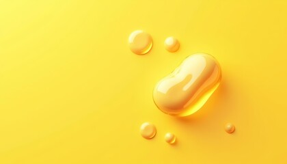 Poster - Glistening droplets on a vibrant yellow surface