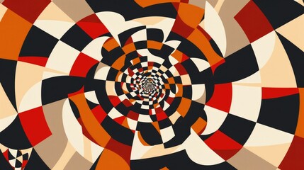 Wall Mural - Geometric pattern with rotating squares creating a hypnotic effect