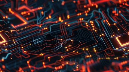 Poster - Technological circuit design with glowing nodes