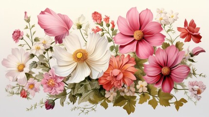 Poster - Floral Bouquet with Pink and White Flowers