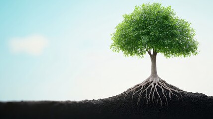 Sticker - A tree with deep roots symbolizing stability, where each root represents different aspects of life insurance (e