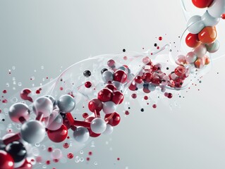 Poster - Abstract Molecular Structure Visualization Depicting Omega-3 Fatty Acids with Red, White, and Black Spheres in a 3D Render