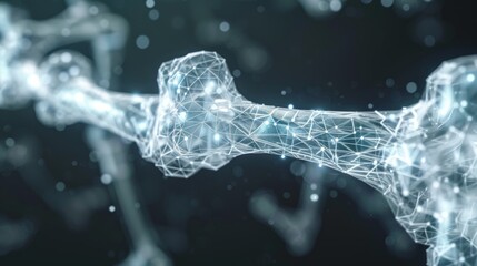 Wall Mural - abstract representation of bone structure, composed of interconnected nodes and lines, with a glowin