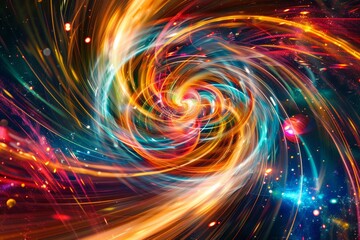 Wall Mural - abstract swirling light and color in a dynamic composition with high detail, depicting energetic mov