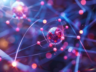 Wall Mural - abstract visualization of an atom with energetic electrons orbiting a nucleus, representing the fund