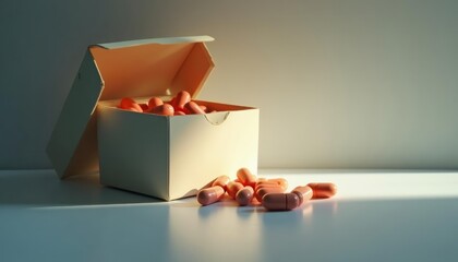 Poster - A box of pills spilled on a surface