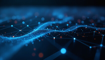 Wall Mural - digital network with glowing data nodes: a digital network with glowing data nodes, representing the