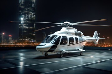 Canvas Print - Helicopter aircraft vehicle night.