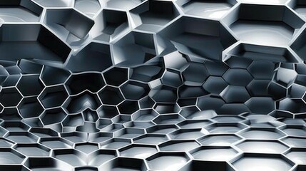 Wall Mural - Metallic honeycomb structure with reflective surfaces