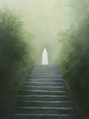 Poster - A Ghostly Figure Wandering Through a Darkened Realm in a Captivating Watercolor