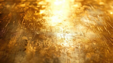 Gold texture used as background. Shiny golden yellow crumpled metallic foil repeat pattern. Modern abstract luxury gilded age wallpaper.