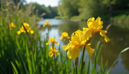 Wall Mural - Blooming beauty by the serene lake