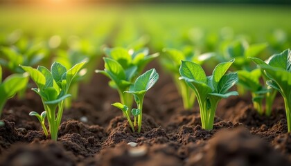 Canvas Print - New beginnings  A field of freshly sprouted plants