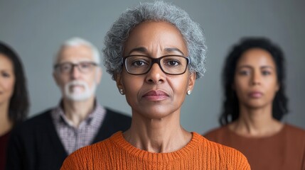 Aufkleber - A diverse group of people stands together, focused and expressive, emphasizing themes of unity, support, and community involvement during an event. Generative AI