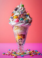 Wall Mural - A Delicious Ice Cream Sundae with Toppings