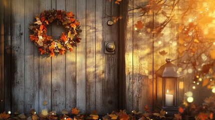 Sticker - Cozy Fall Letter in a Rustic Door