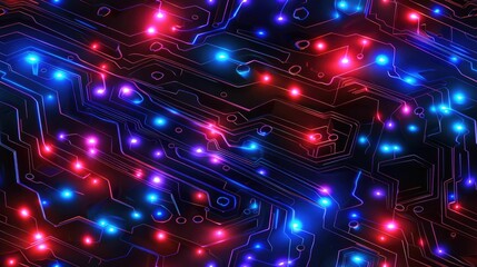 Poster - Technological circuit design with glowing nodes