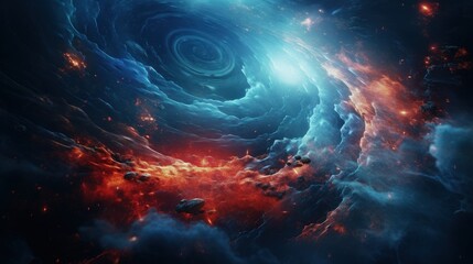 Wall Mural - Cosmic Nebula: A Dance of Fire and Ice