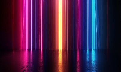 Wall Mural - abstract neon background. Modern wallpaper with glowing vertical lines, Generative AI