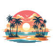 © Janis - Tropical beach sunset, vector illustration, colorful, perfect for summer-themed designs