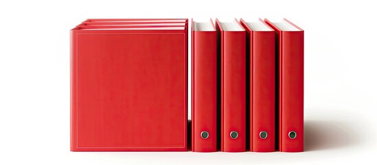 Set of red office folders isolated on a white background. Copy space image. Place for adding text and design