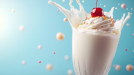 Canvas Print - Vanilla Milkshake with Milk Splash