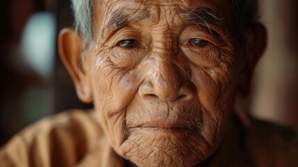 Aufkleber - A dignified elderly man from diverse ethnic backgrounds exudes wisdom and tranquility, showcasing deep life experiences in his expressions. Generative AI