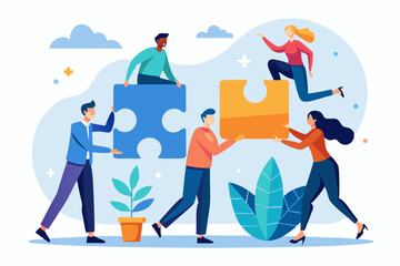 Merger and Acquisitions, partnership or work together, success puzzle, growth solution or cooperation, support or progress challenge concept, business people push arrow jigsaw to join to success.
