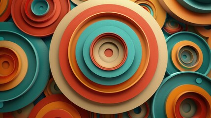 Wall Mural - Abstract background with layered concentric circles in vibrant tones