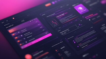 Modern Futuristic Interface Design with Neon Lights and User Interface Elements