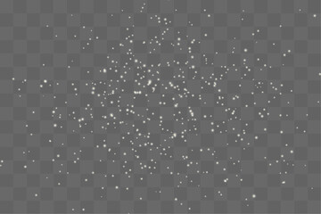 Wall Mural - Beautifully scattered small particles on a transparent background. Small glowing particles for a glitter effect.