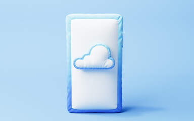 Poster - Inflatable cell phone and cloud balloon, 3d rendering.