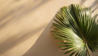 Wall Mural - leaf of a tropical plant on a texture background. top view.
