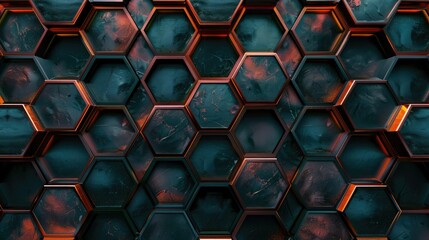 Geometric wallpaper with a repeating pattern of interconnected hexagons