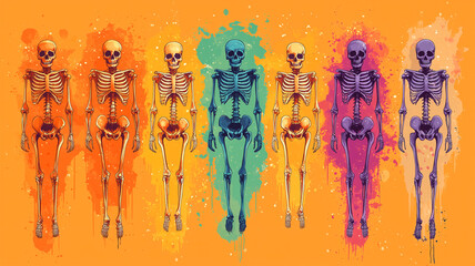 Wall Mural - skeleton image on bright background