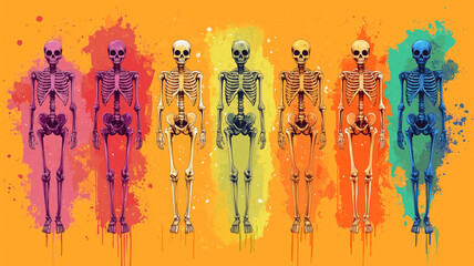 Wall Mural - skeleton image on bright background