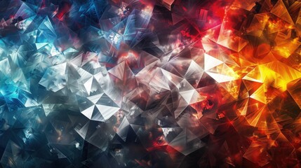 Wall Mural - Abstract polygonal background with a burst of colorful facets