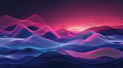 Poster - Abstract digital waves blending with geometric shapes