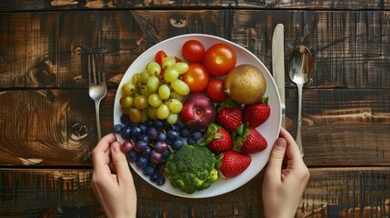 Wall Mural - Balanced diet plate with labeled sections