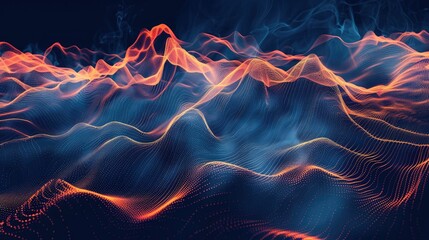 Poster - Abstract digital waves blending with geometric shapes